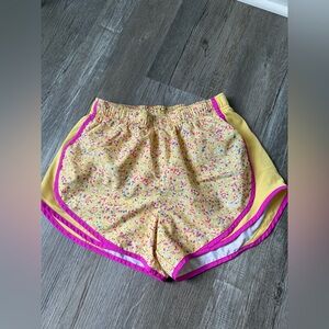 Nike Dri Fit Running Shorts Yellow Pink Confetti Size S